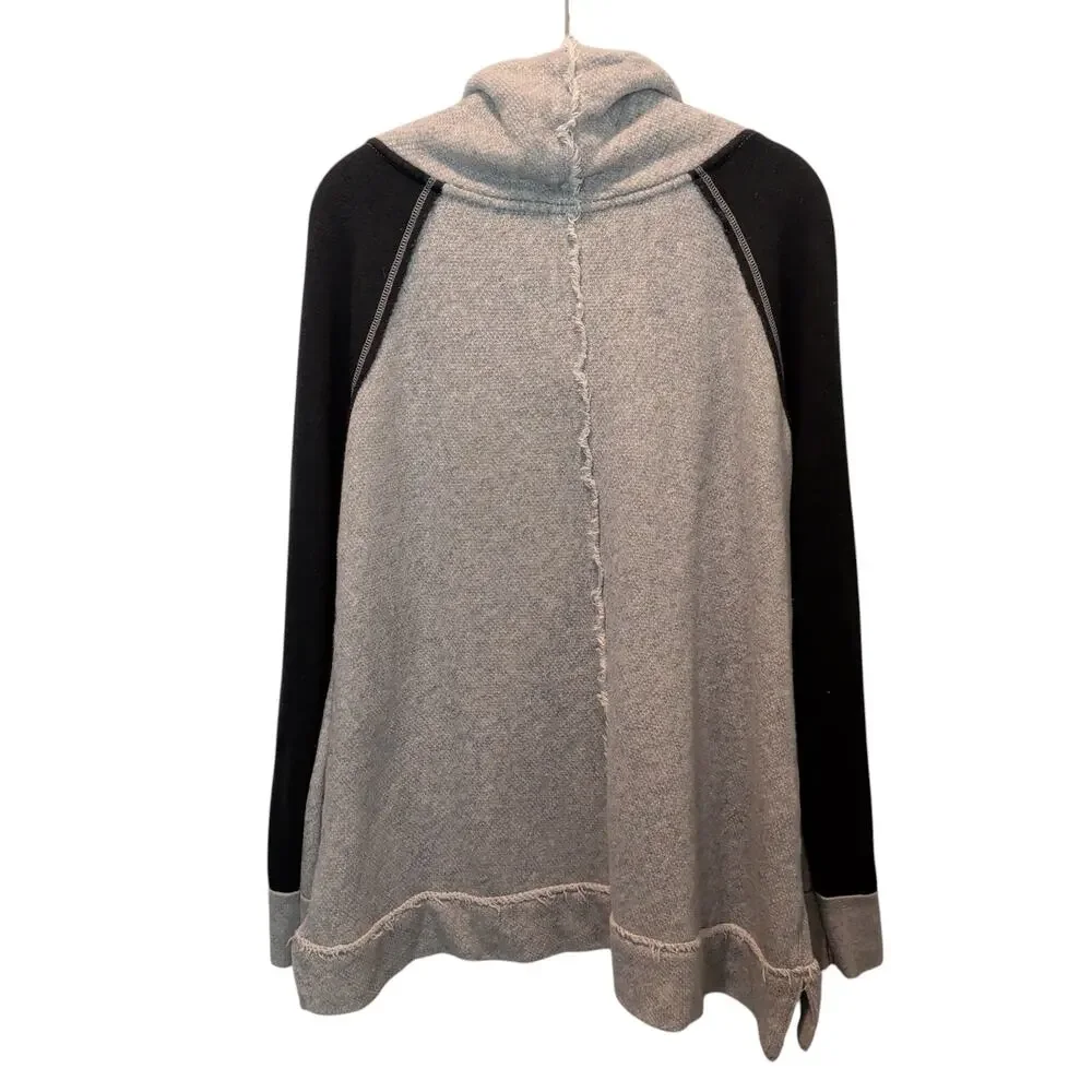 Free People Women's Sz S Grey Oversized Cowl Neck Sweatshirt Pullover Cotton